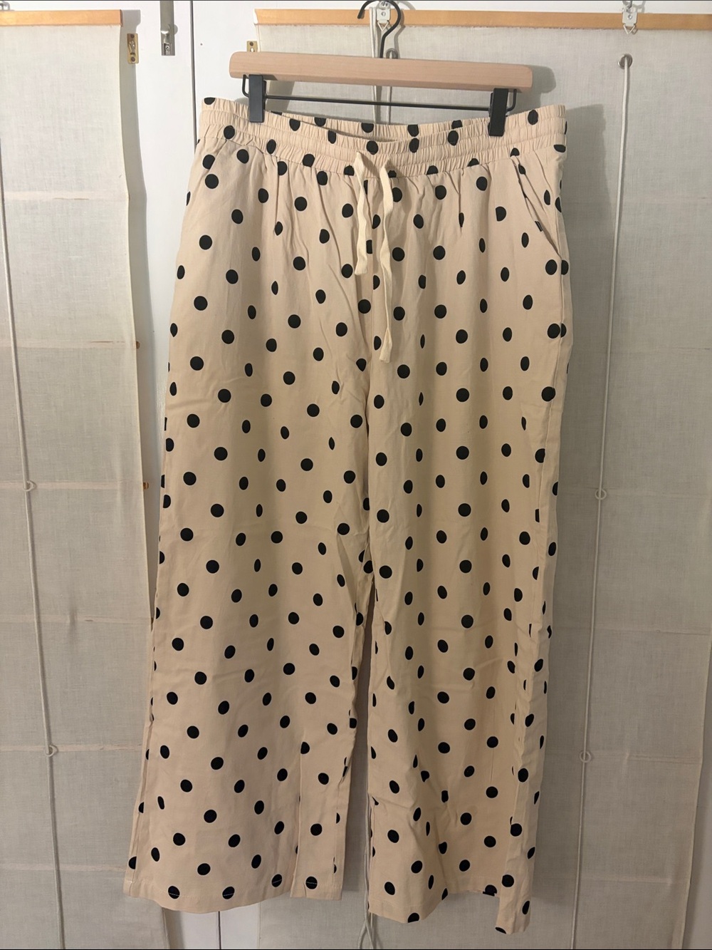 Linen Polka Dot Wide Leg Pants